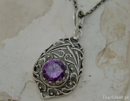BURMA - srebrny wisiorek z ametystem