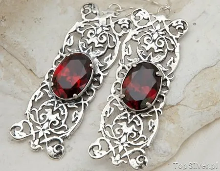 LINDA - srebrne kolczyki z granatem