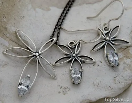 whiteGRASS - srebrny komplet z cyrkoniami