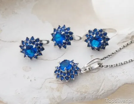 BODO - srebrny komplet z szafirami