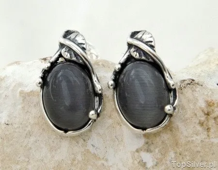 MAURICIA - srebrne kolczyki z kocim okiem