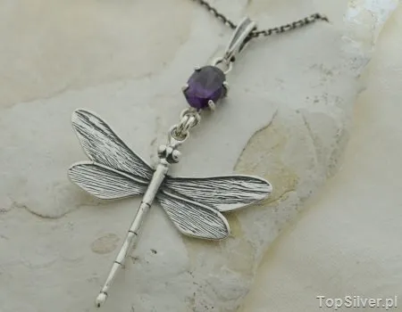 WAŻKI - srebrny wisiorek z ametystem