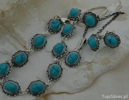 NEBBIA - srebrny komplet z turkusami