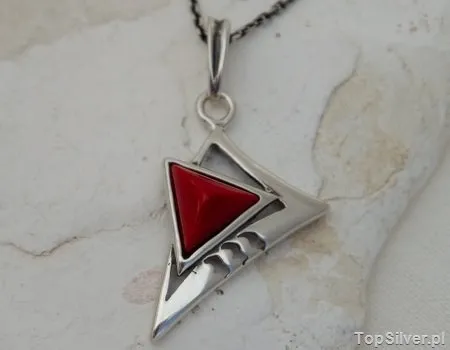 CARLO - srebrny wisiorek z koralem