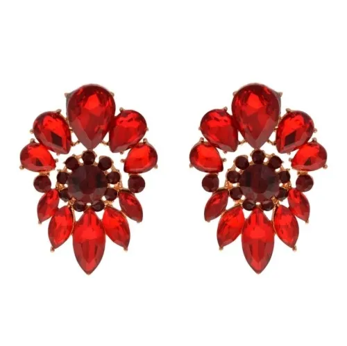 Kolczyki ozdobne kwiat w kolorze czerwonym