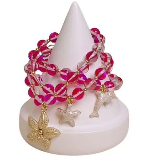 Komplet bransoletek z różowych opali, z morskimi zawieszkami z kolekcji Oceaniqe (B25/LAT/54AU)