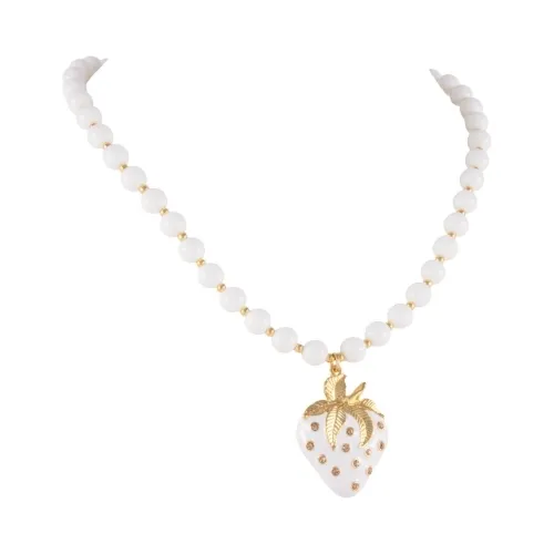 Naszyjnik z agatów z truskawką zdobioną kryształkami (C24/KOR/304AU)