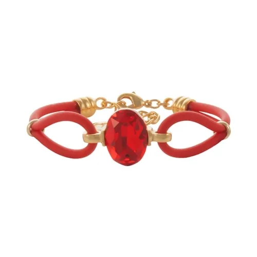 Bransoletka z czerwonego kauczuku z kryształem Primero (B24/LAT/74/3AU)