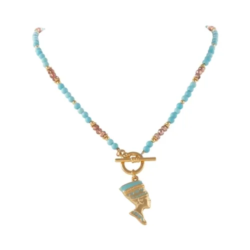 Naszyjnik z turkusów z zawieszką Nefretete (C25/LAT/93AU)