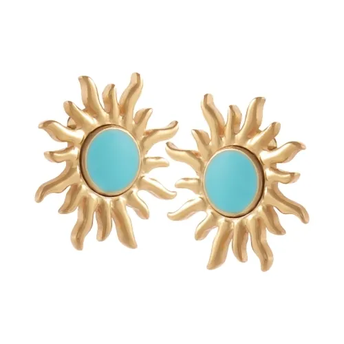 Kolczyki słoneczka z turkusową emalią (P25/LAT/78/7AU)