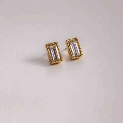 KOLCZYKI Z BIAŁĄ CYRKONIĄ POZŁACANE LUMINOIR (P25/VIC/01/1AU)