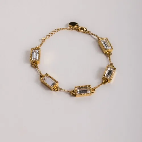 BRANSOLETKA Z BIAŁĄ CYRKONIĄ POZŁACANA LUMINOIR (B25/VIC/01/1AU)