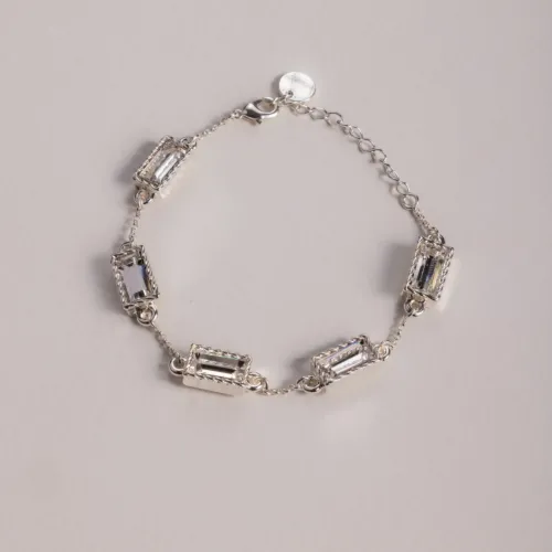 BRANSOLETKA Z BIAŁĄ CYRKONIĄ POSREBRZANA LUMINOIR (B25/VIC/01/1AG)