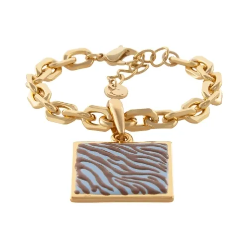 Bransoletka z niebieską kwadratową zawieszką w czekoladową zeberkę (B25/LAT/121AU)