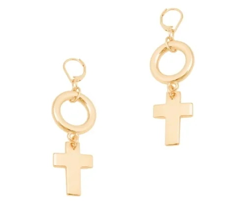 Kolczyki krzyżyk na kółku (P21/WIO/46AU)