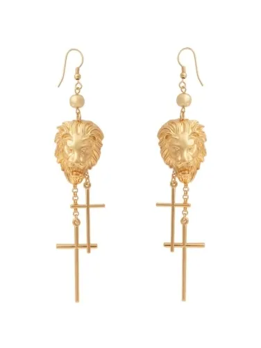 Kolczyki krzyże i lew (P22/WIO/75AU)