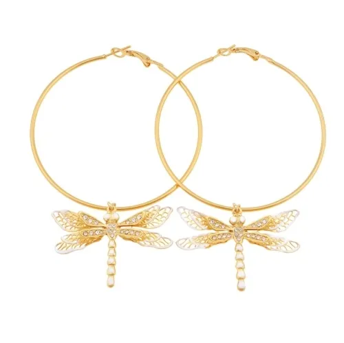 Kolczyki koła z ważkami emalia z kolekcji Mystical Moments (P22/WAŻ/20AU)