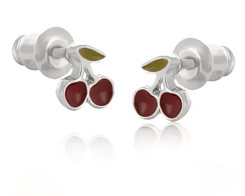 Kolczyki czerwone wisienki dla dziewczynki (P15/KDS/13AG)
