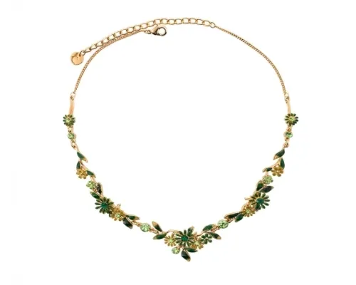 Kolia delikatne, zielone kwiatuszki z kryształkami z kolekcji Blossom (C8155AU/Z)