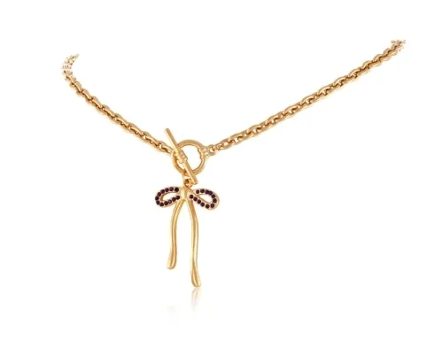 Naszyjnik z kokardką i kryształkami w kolorze ametystu (C24/JES/50/3AU)