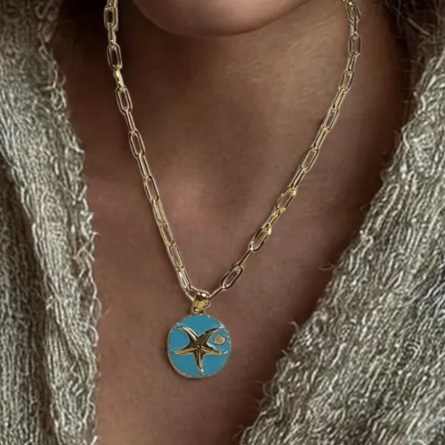 Naszyjnik z rozgwiazdą na rafie z kolekcji Oceaniqe (C25/LAT/09/10AU)