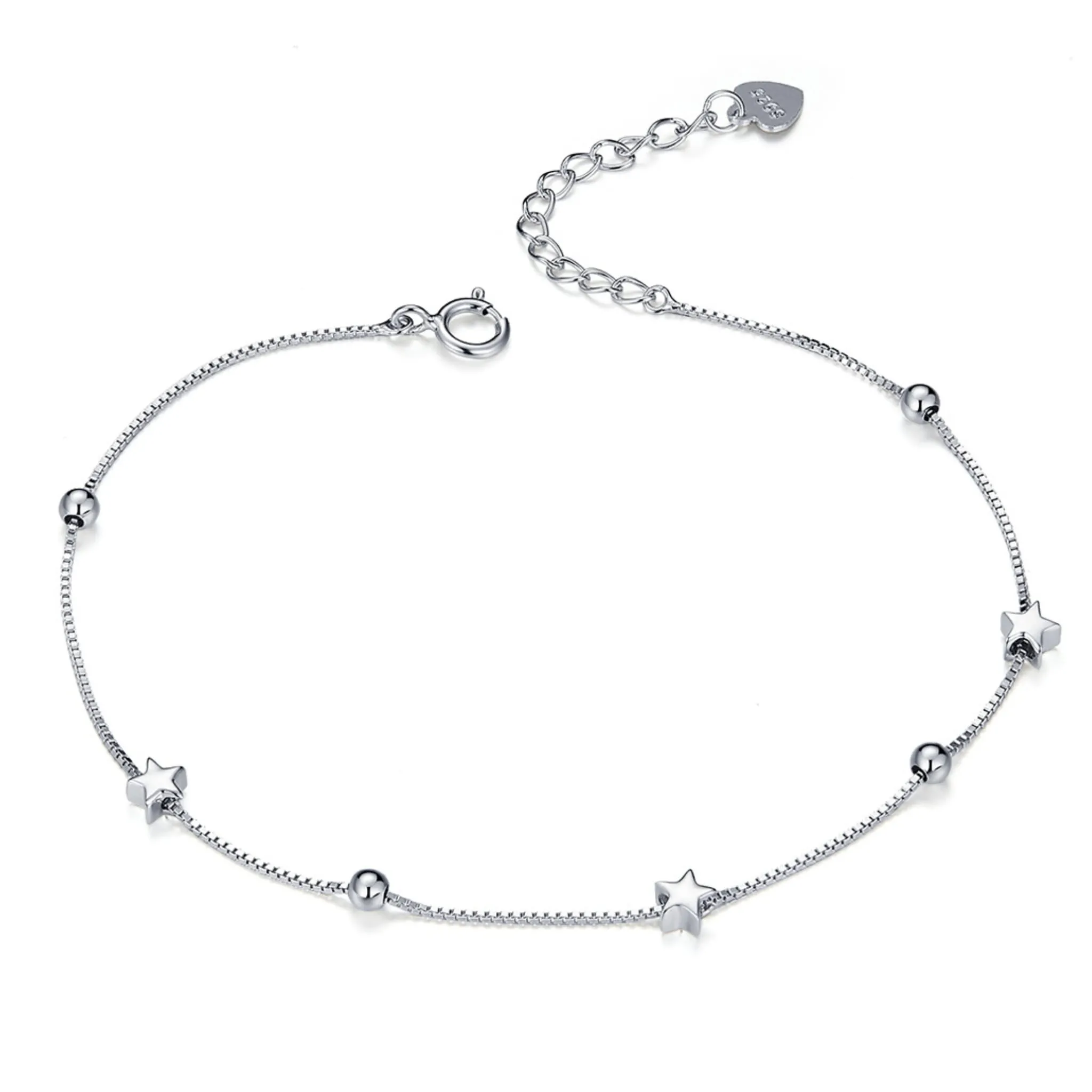 Bransoletka ze srebra z gwiazdkami i kuleczkami srebro 925