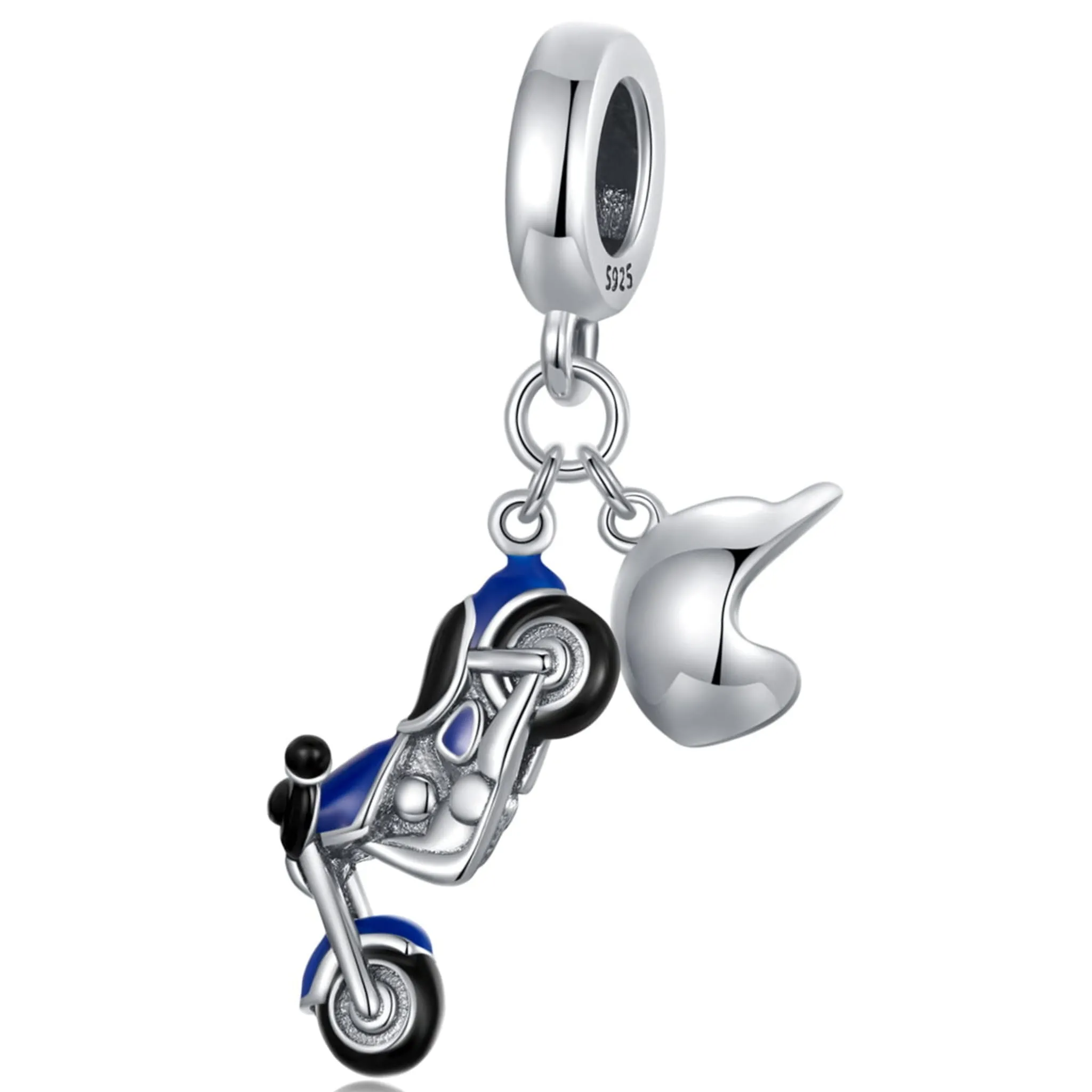 Motor i kask srebrny charms zawieszka srebro 925