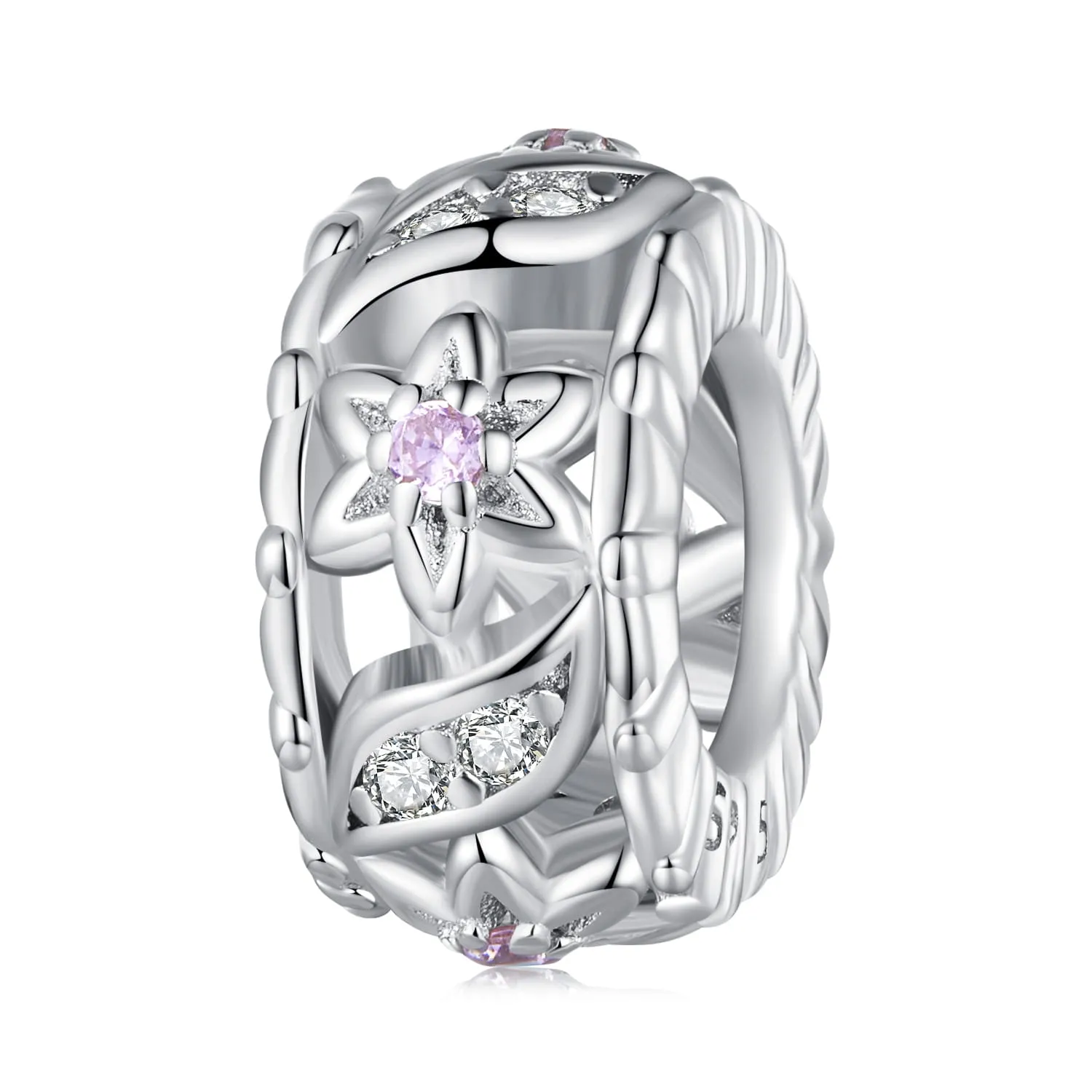 Srebrny charms w kwiaty i listki koralik beads srebro 925