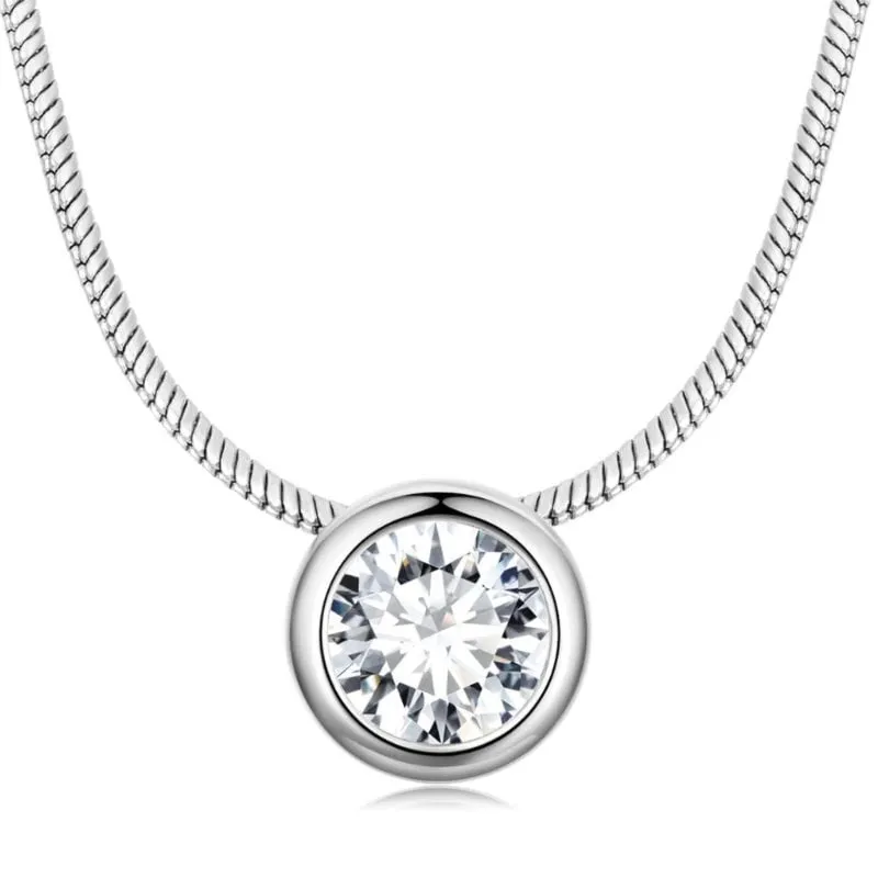 N52 Okrągły kryształ srebrny naszyjnik żmijka srebro 925