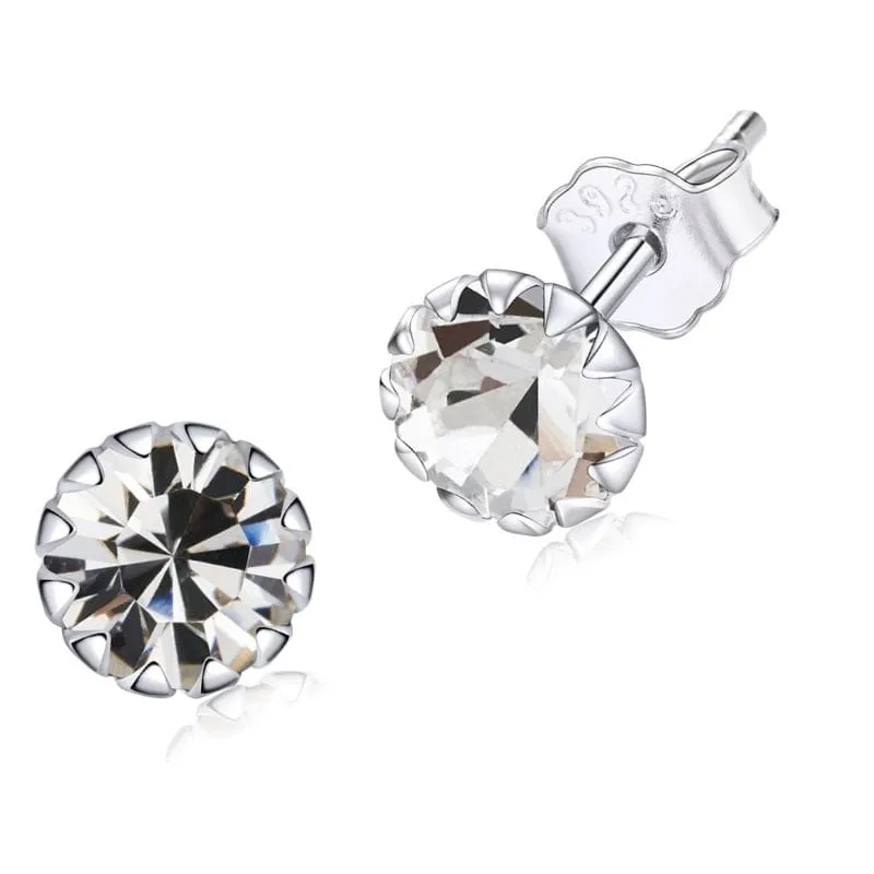 K275 Przezroczyste kryształy srebrne kolczyki sztyfty