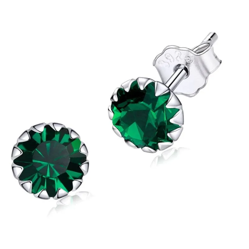 K276 Szmaragdowe kryształy srebrne kolczyki sztyfty