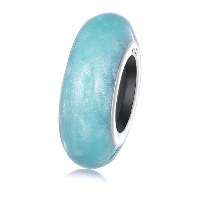 Morski błękit stoper charms srebrny koralik