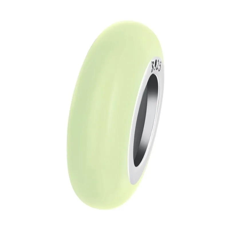 Żółto-zielony stoper charms srebrny koralik modułowy