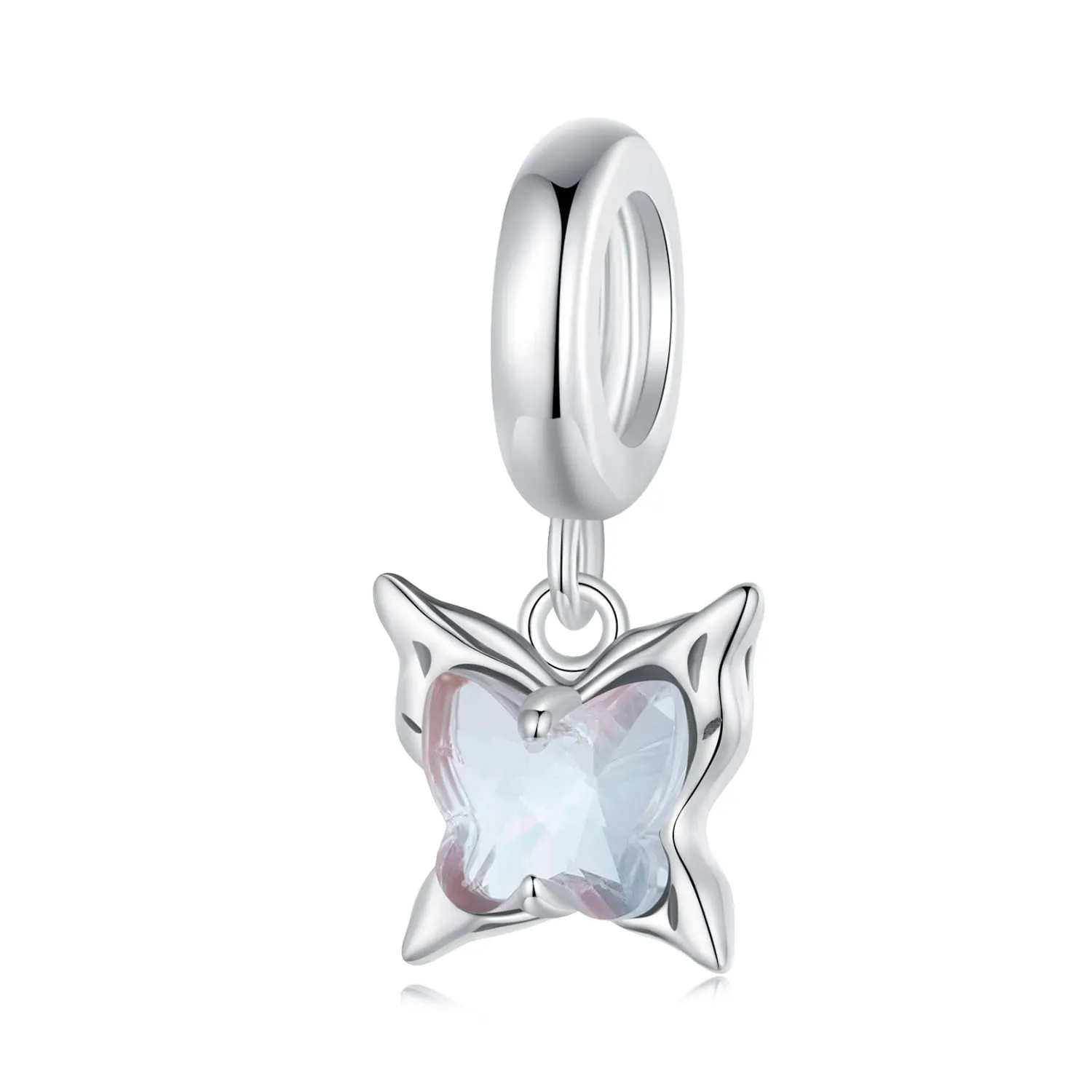 Kryształowy motylek charms srebrna zawieszka beads