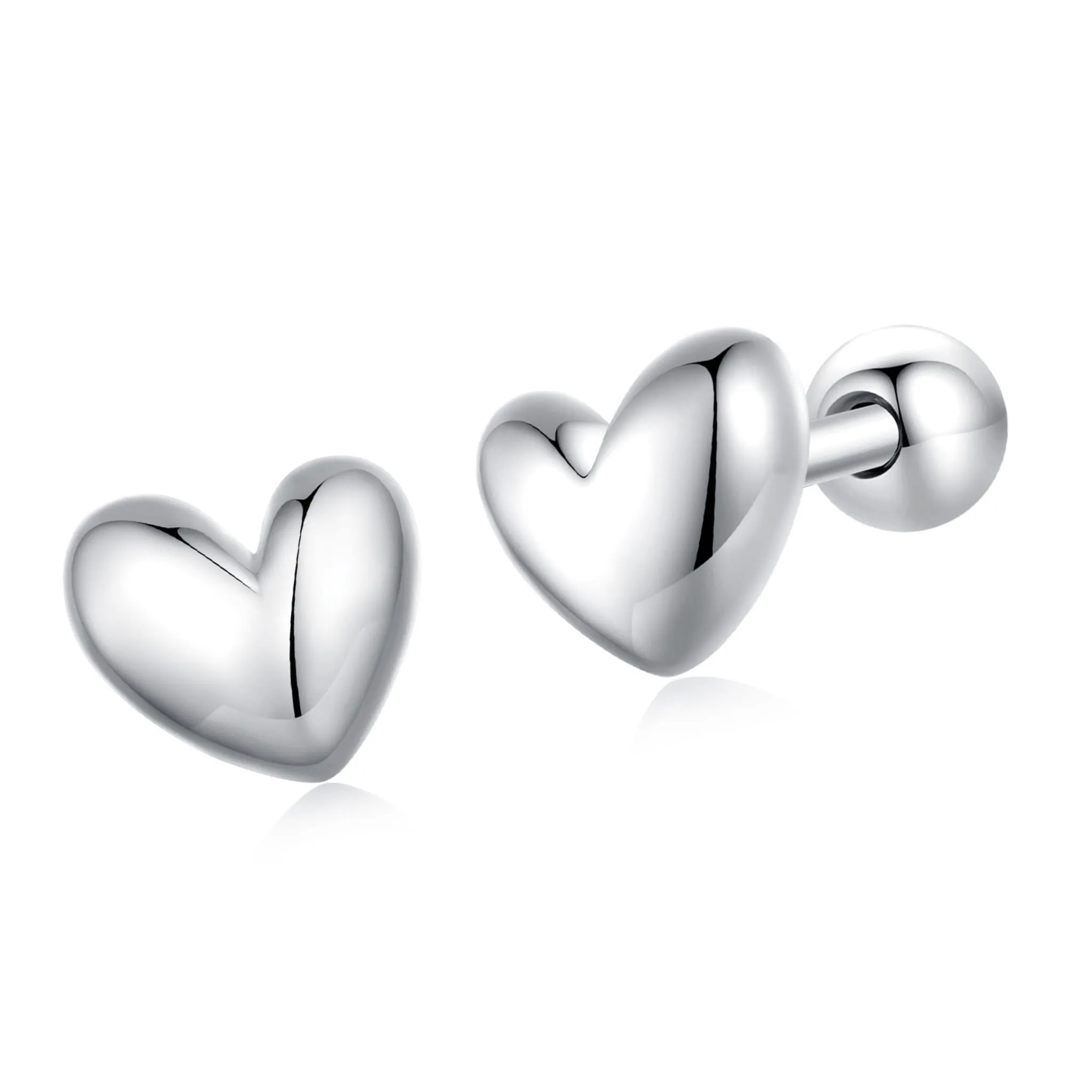 Małe serduszka dla dziewczynki srebrne kolczyki sztyfty zakręcane