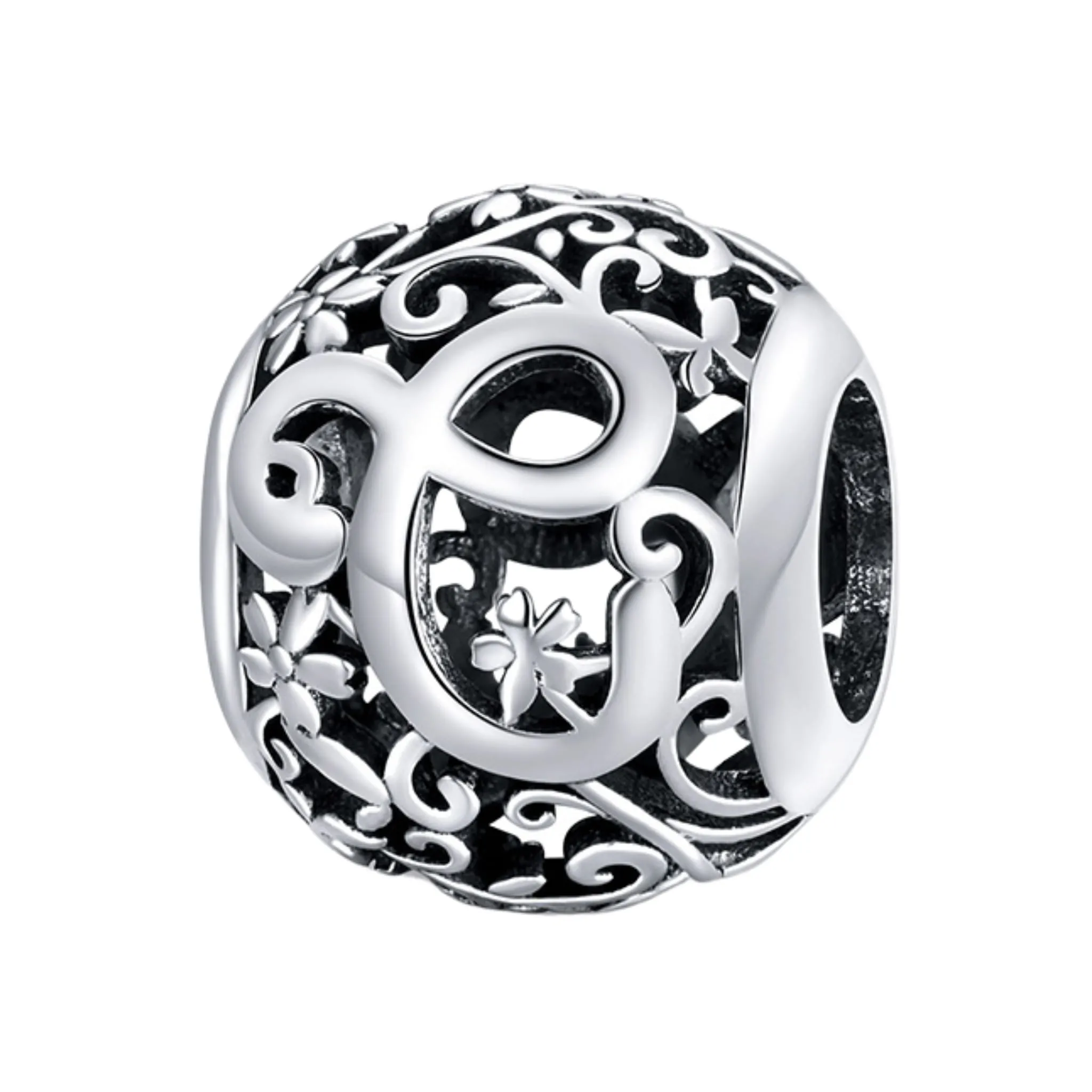 Litera C alfabet srebrny charms beads do bransoletki modułowej