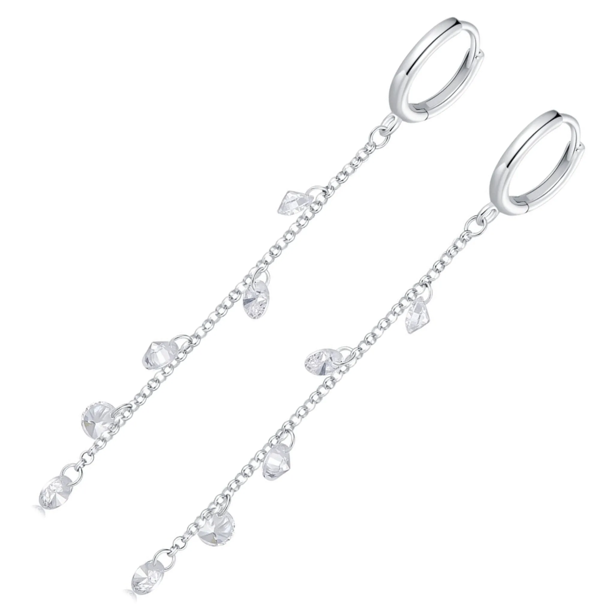 Srebrne koła z łańcuszkami i kryształkami zatrzaski srebro 925