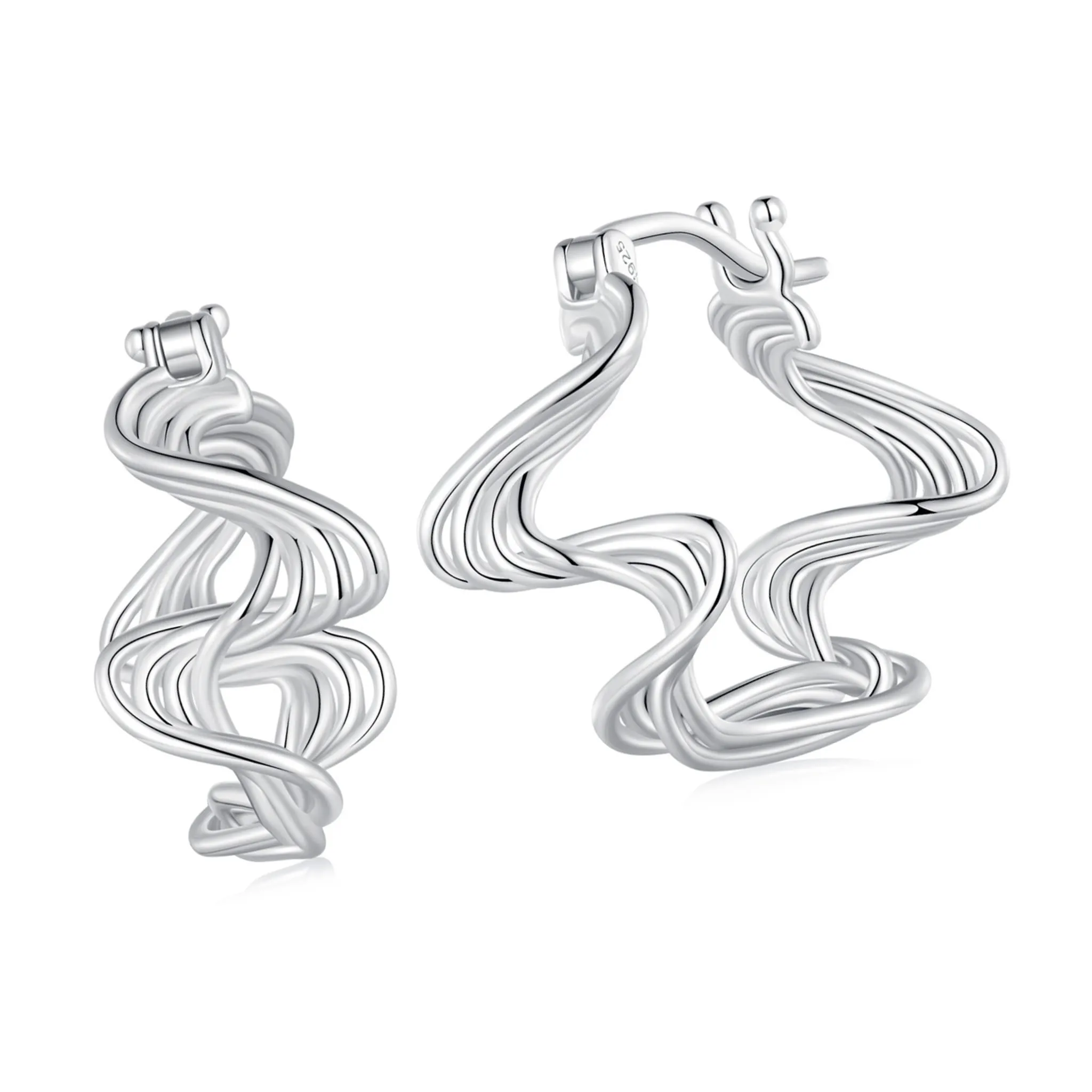 Srebrne koła fale zatrzaski srebro 925