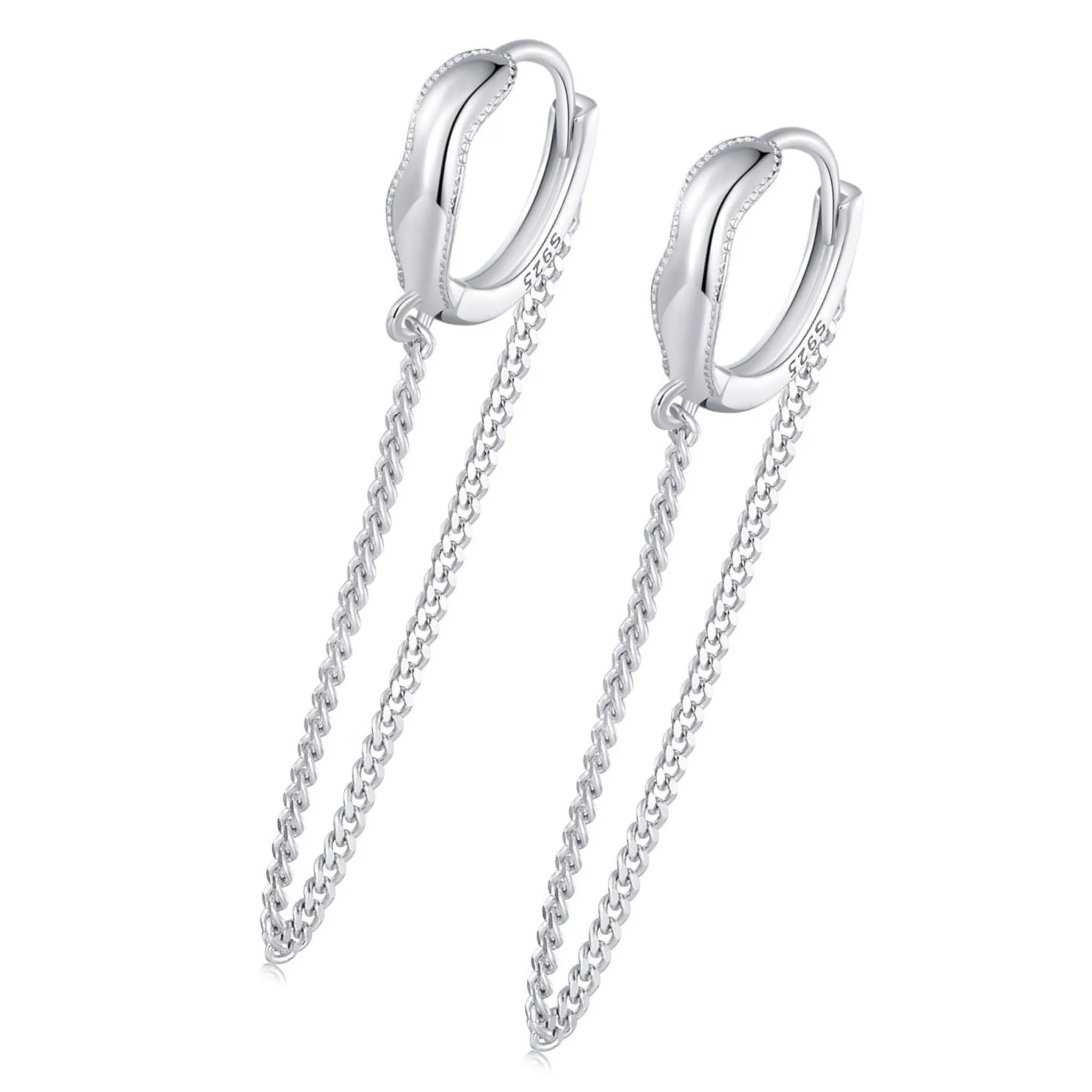 Srebrne koła z łańcuszkami zatrzaski srebro 925