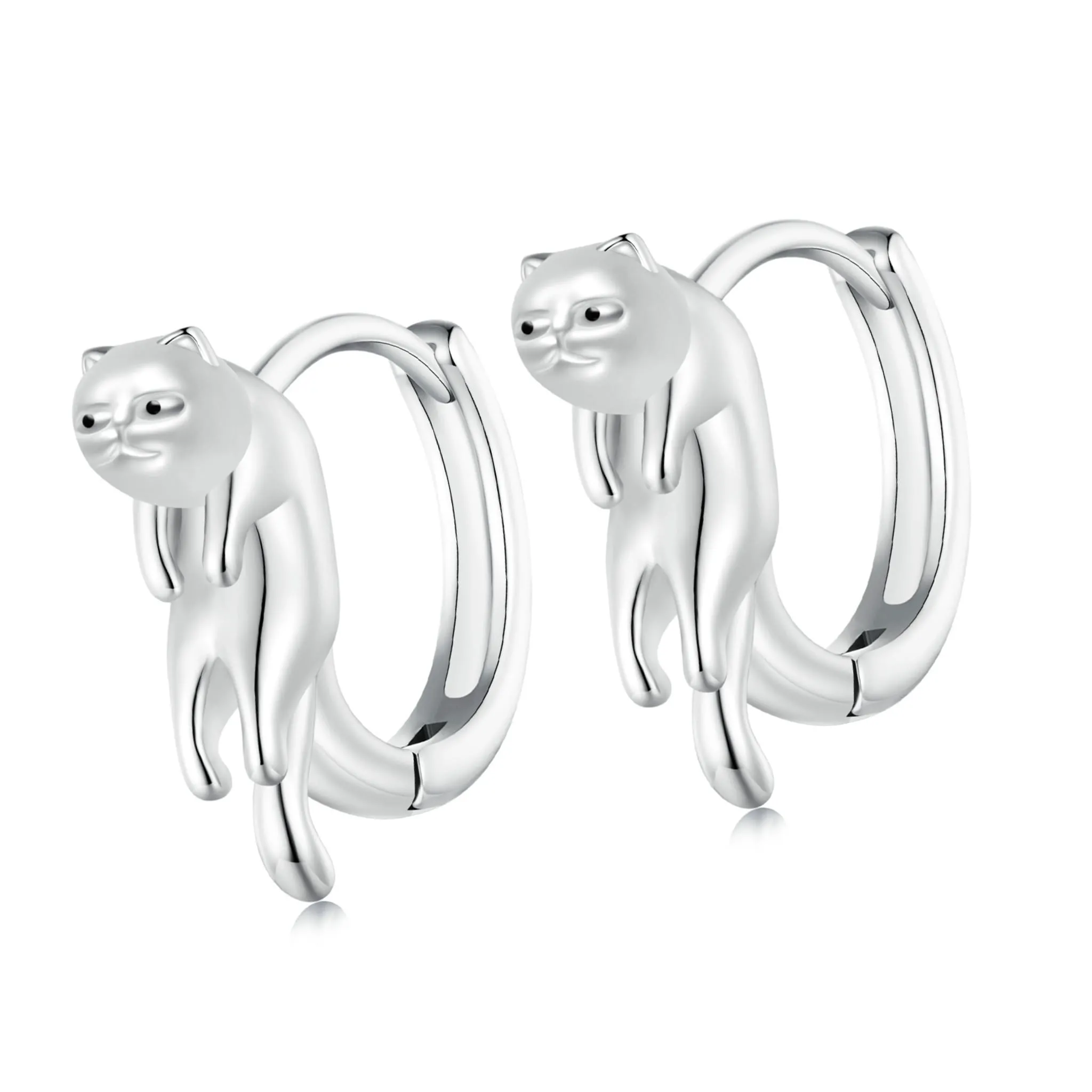 Zwisające koty koła srebrne kolczyki zatrzaski srebro 925
