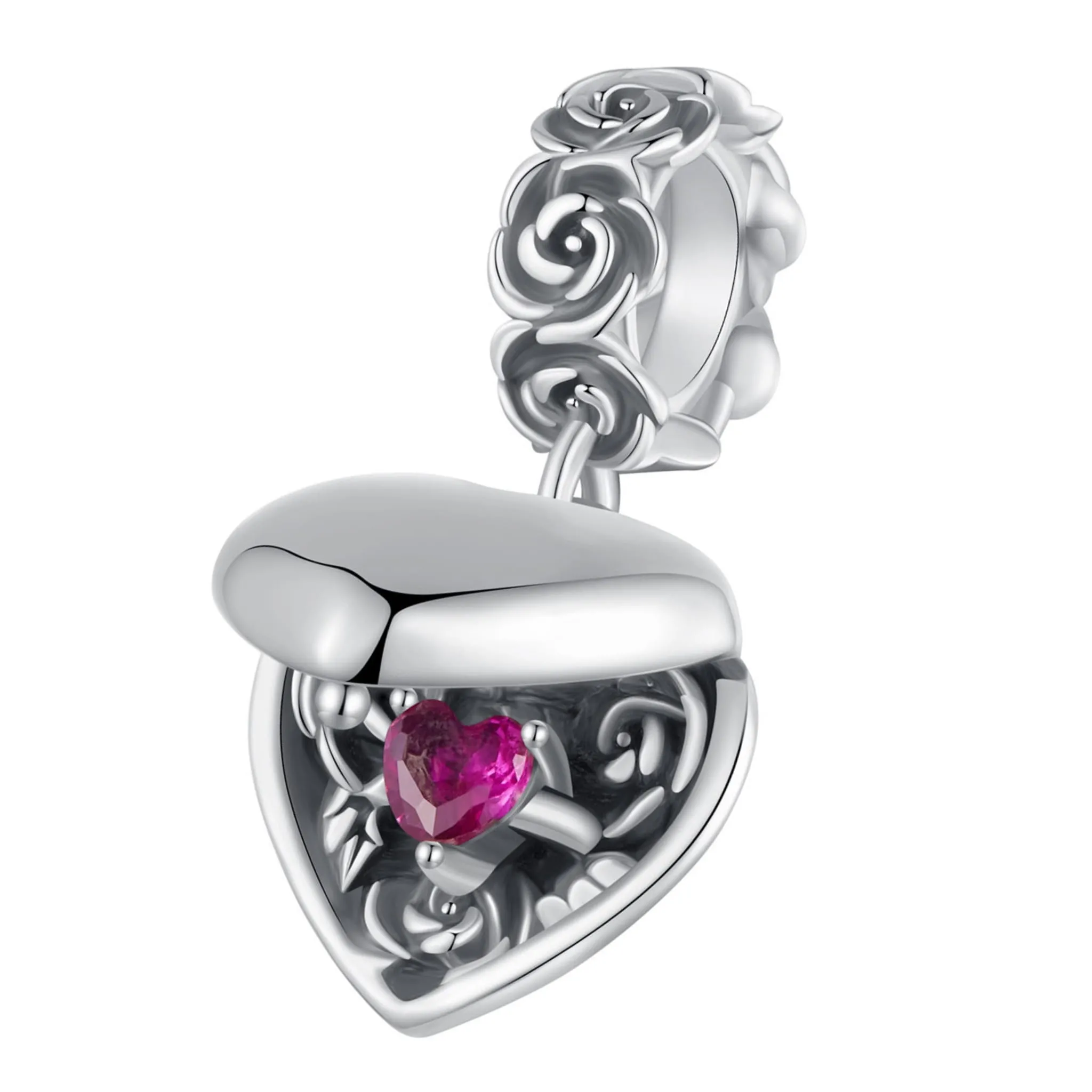 Otwierane serce vintage charms srebrna zawieszka beads