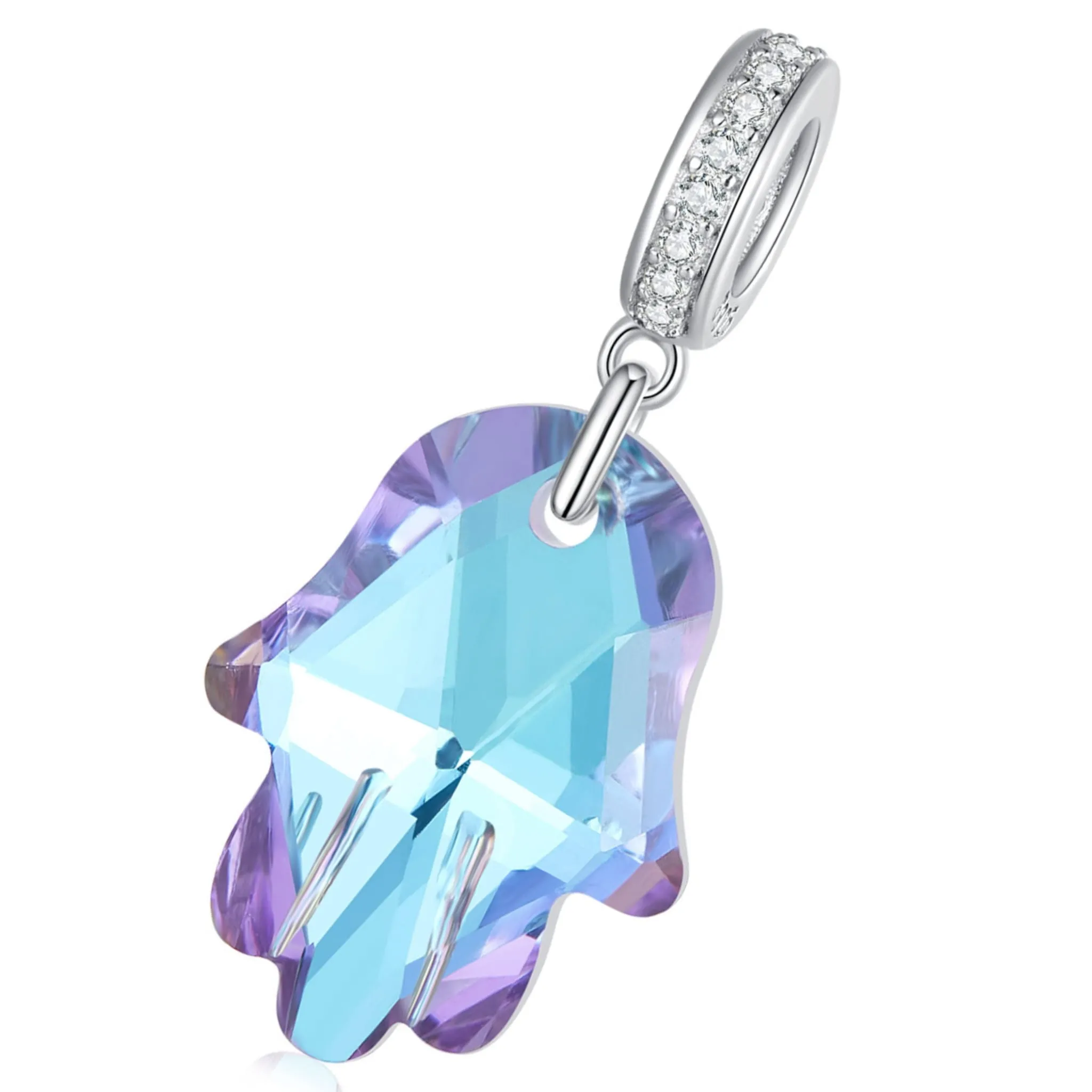 Ręka Fatimy kryształ charms srebrna zawieszka beads