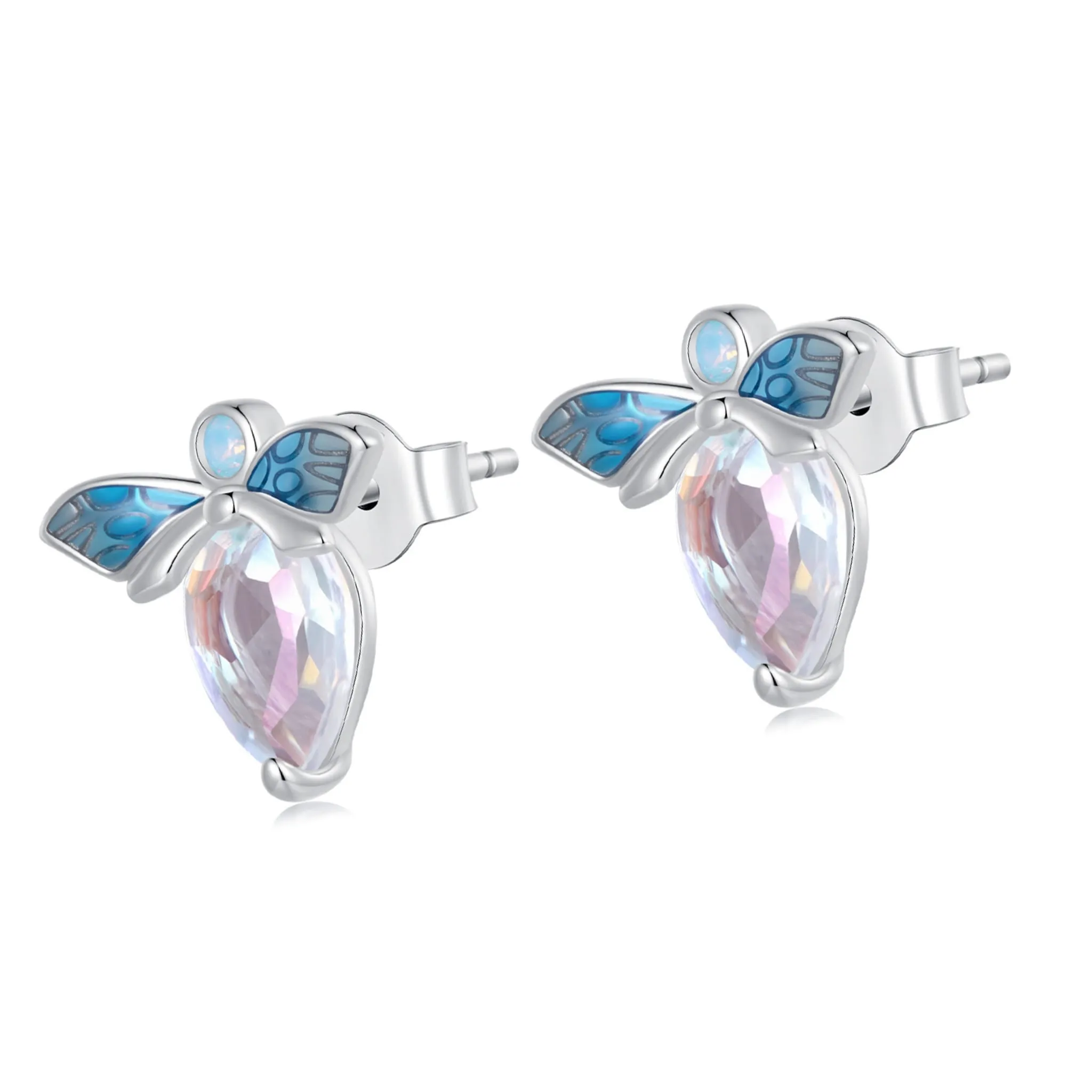 Pszczoły z kryształkami srebrne kolczyki sztyfty srebro 925