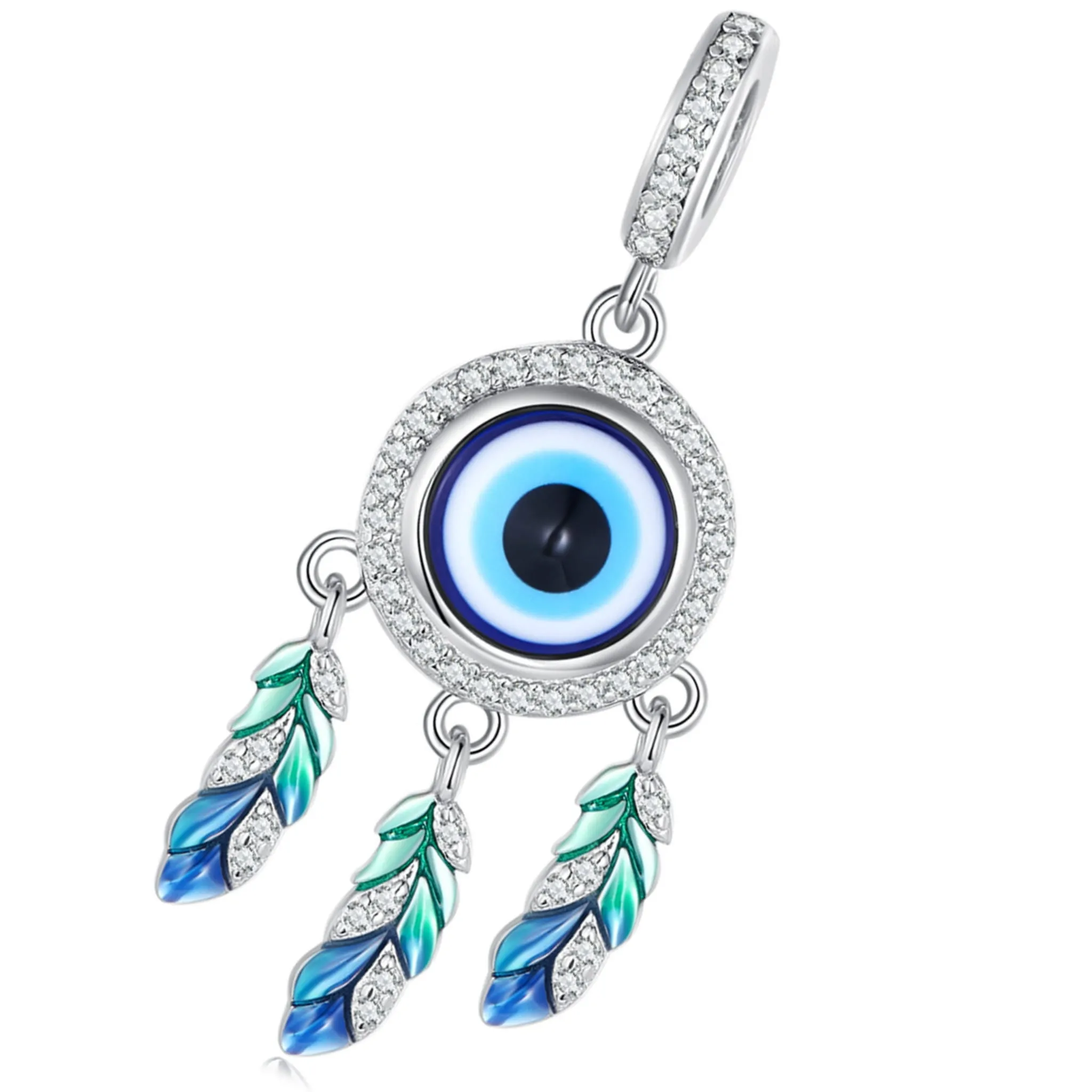 Łapacz snów z okiem srebrny charms zawieszka beads