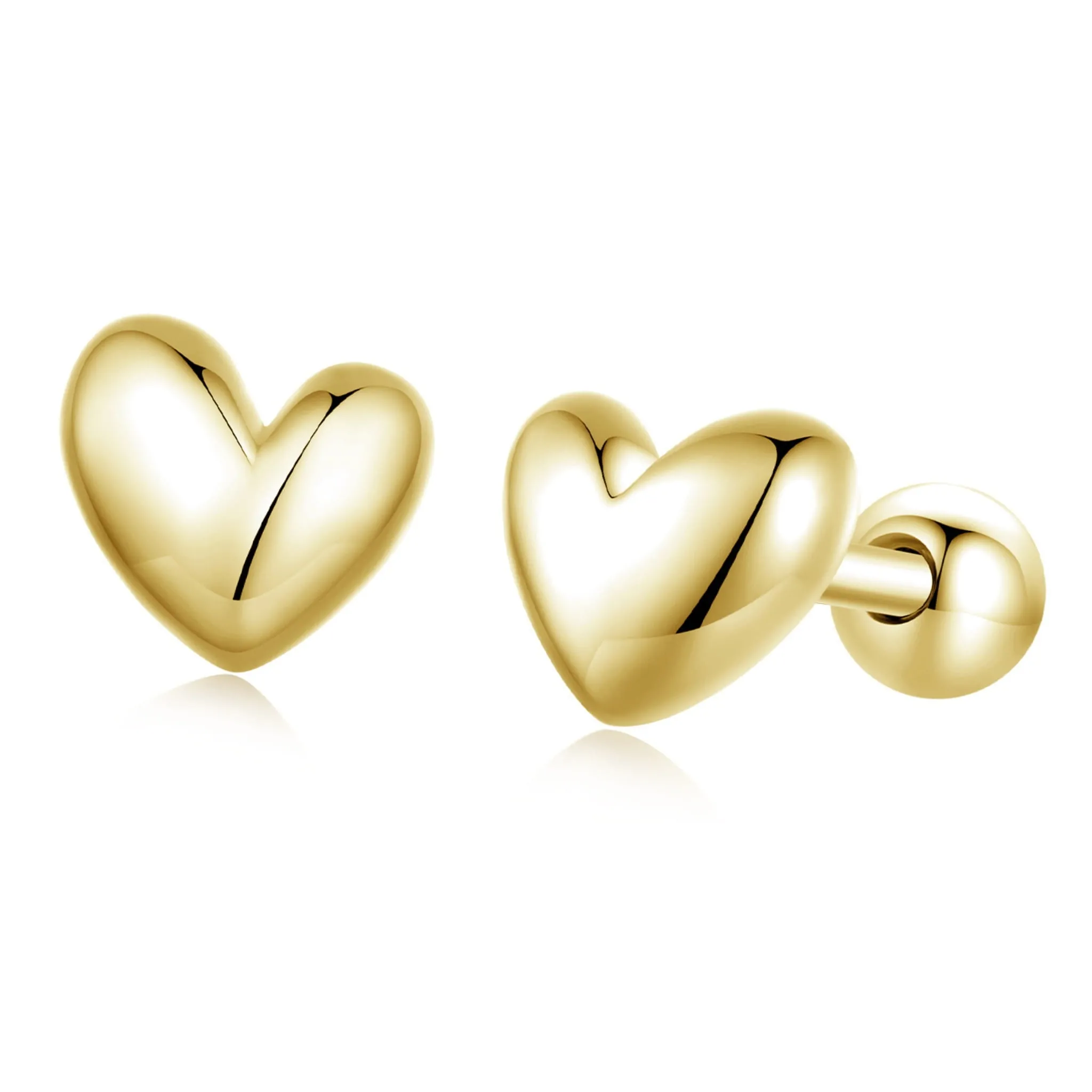 Pozłacane serduszka dla dziewczynki kolczyki sztyfty zakręcane