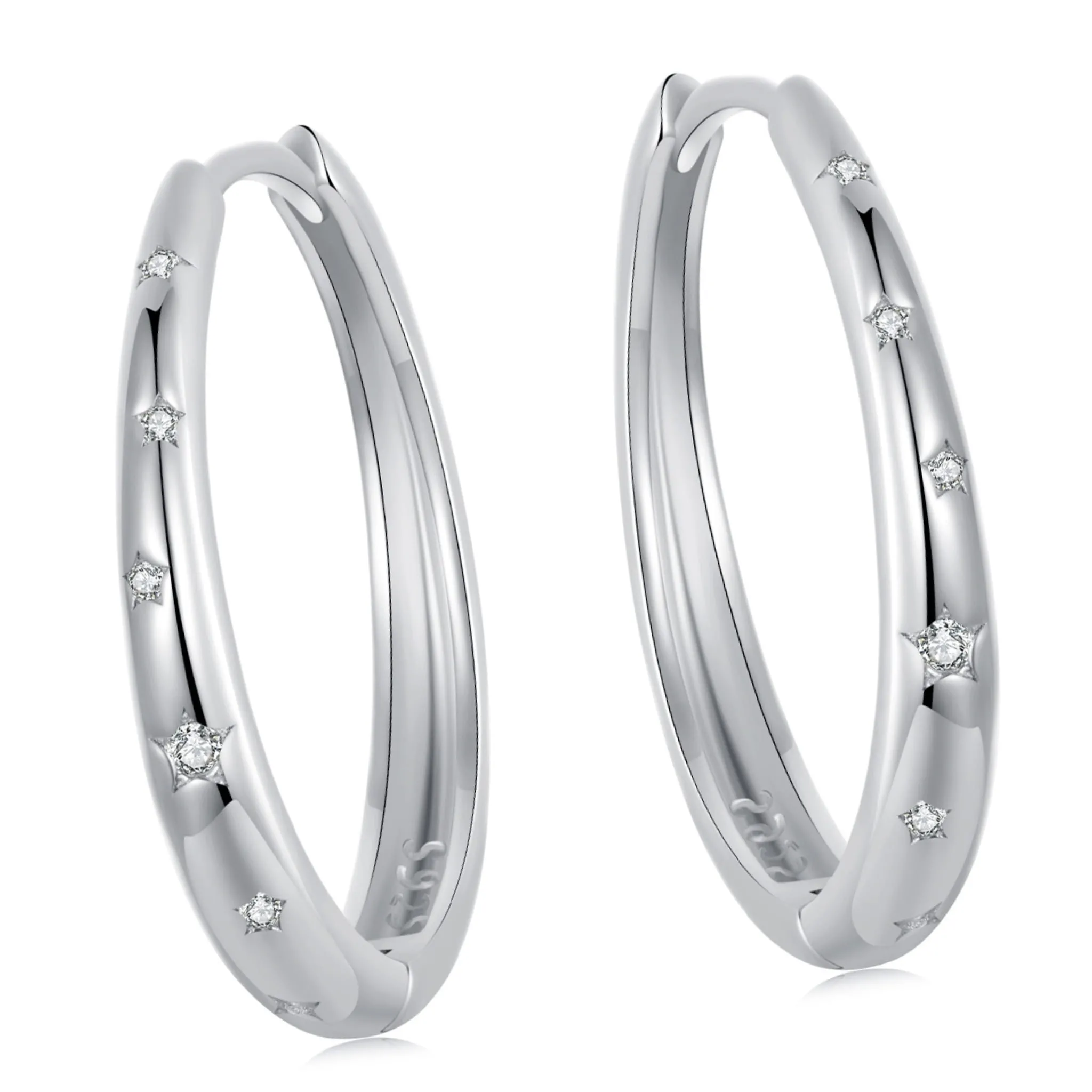 Kolczyki koła rozmiar M w kryształowe gwiazdy srebrne zatrzaski