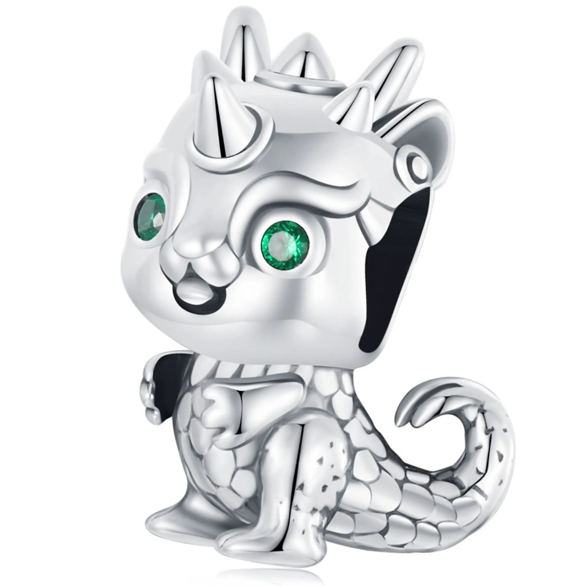 Mały smok z zielonymi oczami charms koralik beads srebro 925