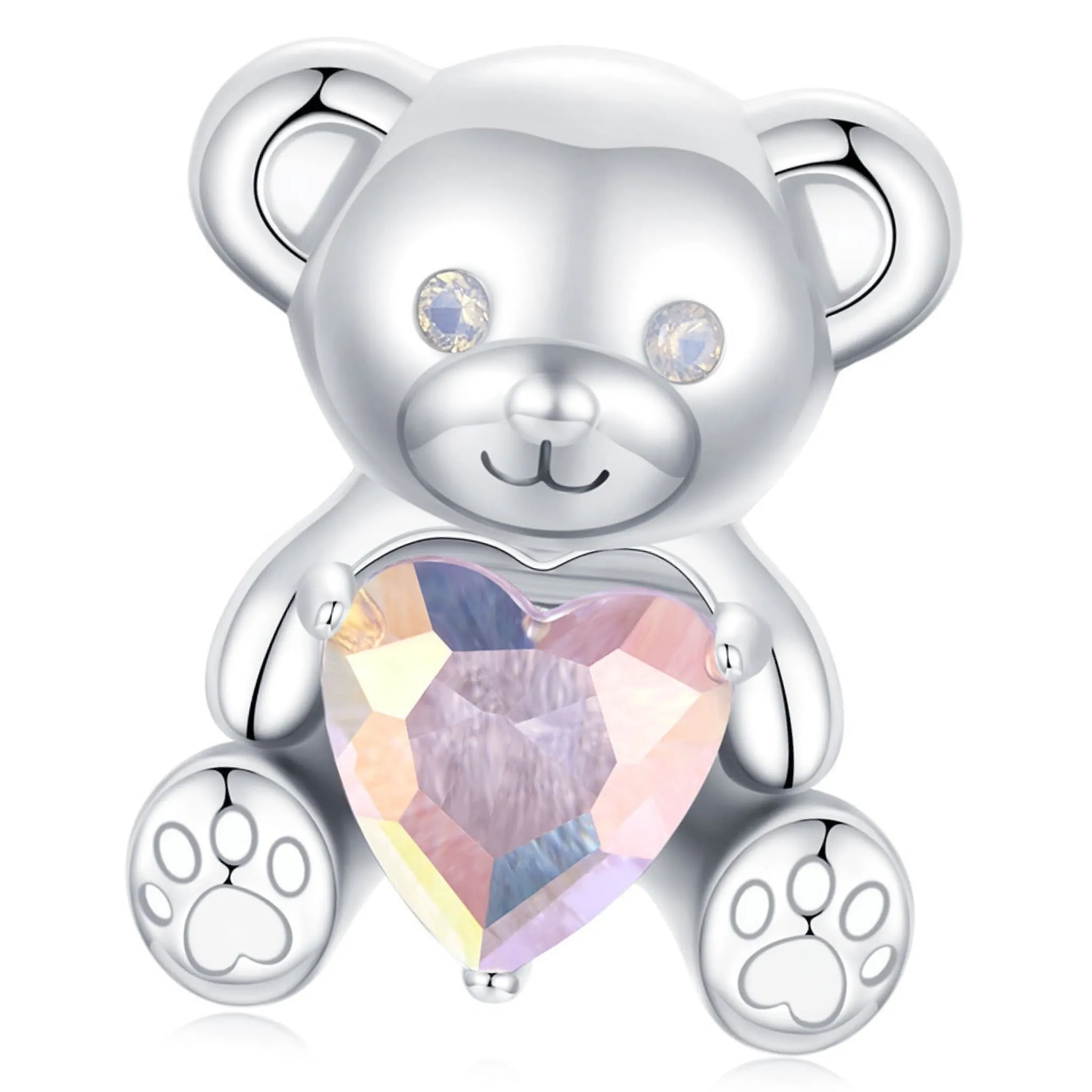 Miś trzymający serduszko charms koralik beads srebro 925