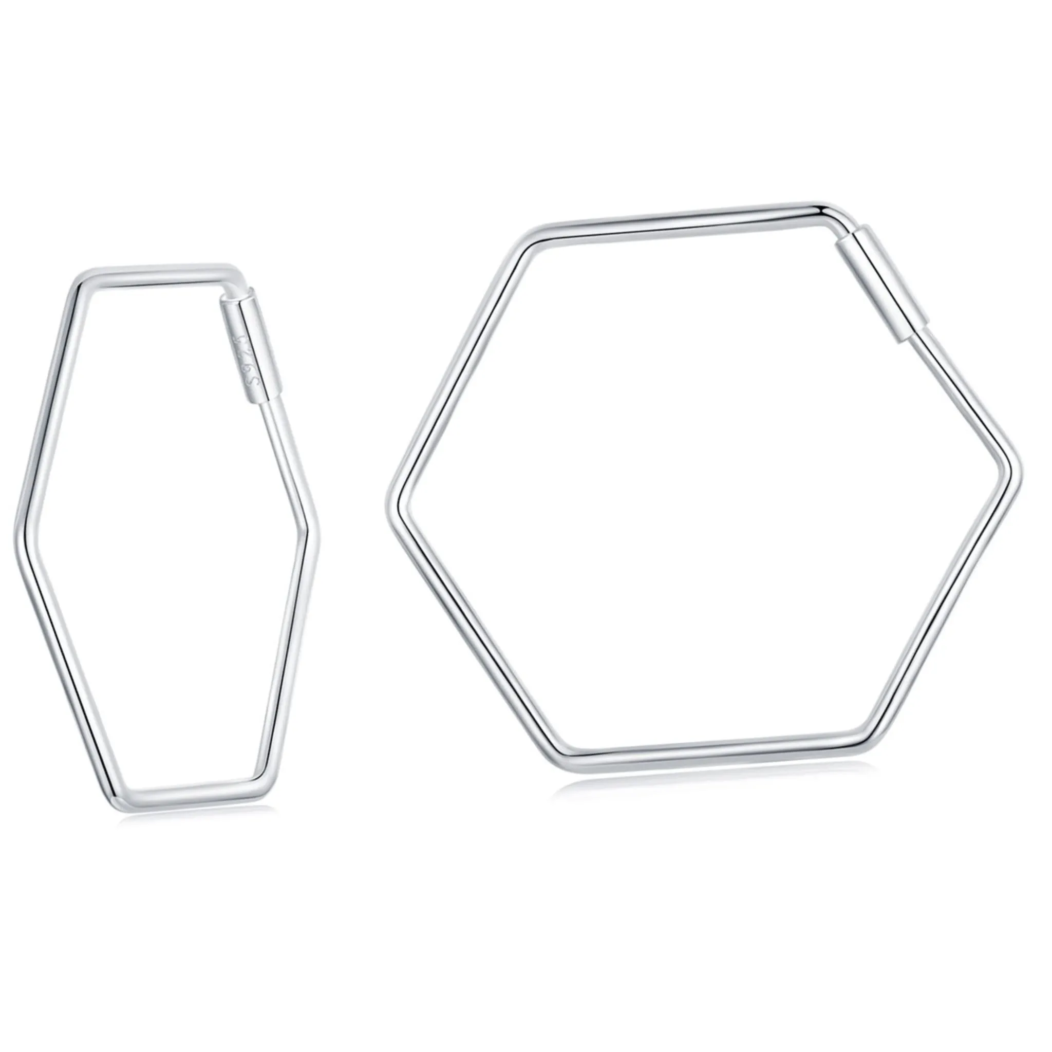 Minimalistyczne sześciokąty zatrzaski kolczyki srebro 925