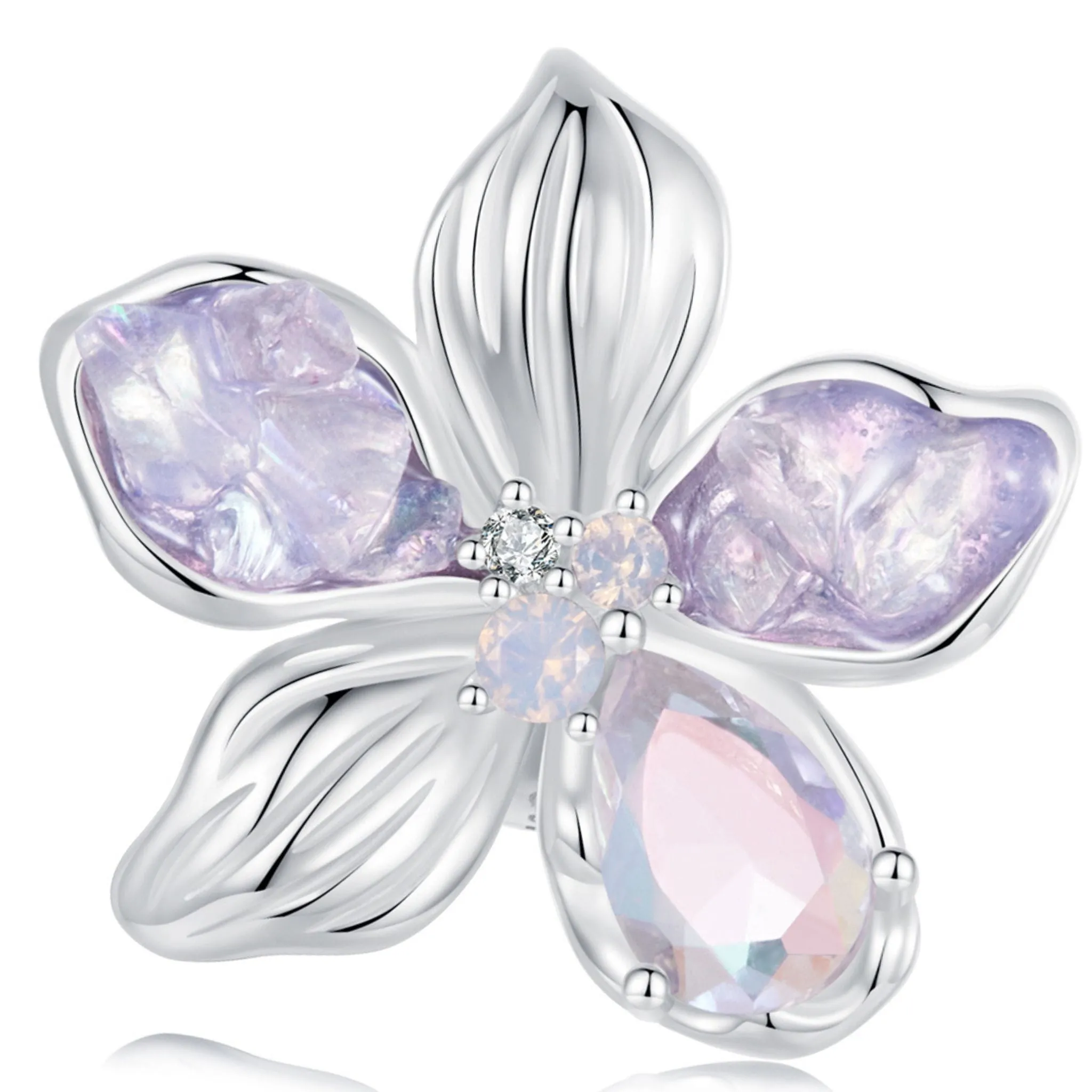 Kryształowy kwiat charms stoper do bransoletki srebro 925